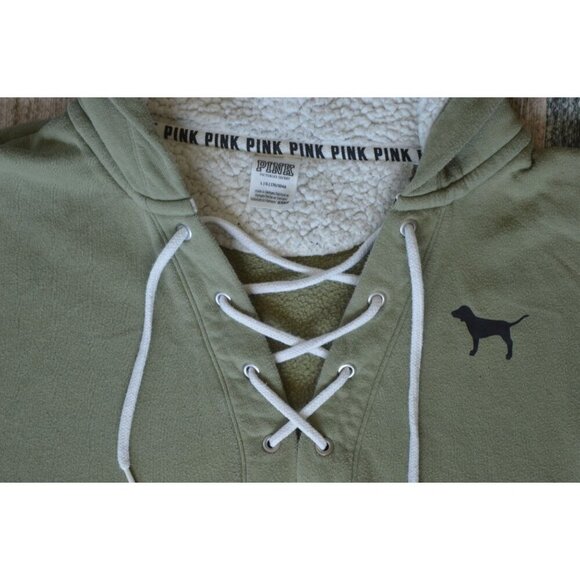 Victoria's Secret PINK Sage Green Pullover Hoodie Womens Size L Loungewear Activ - Picture 6 of 11